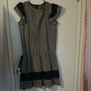 Black and White Gingham Flutter Sleeve Dress